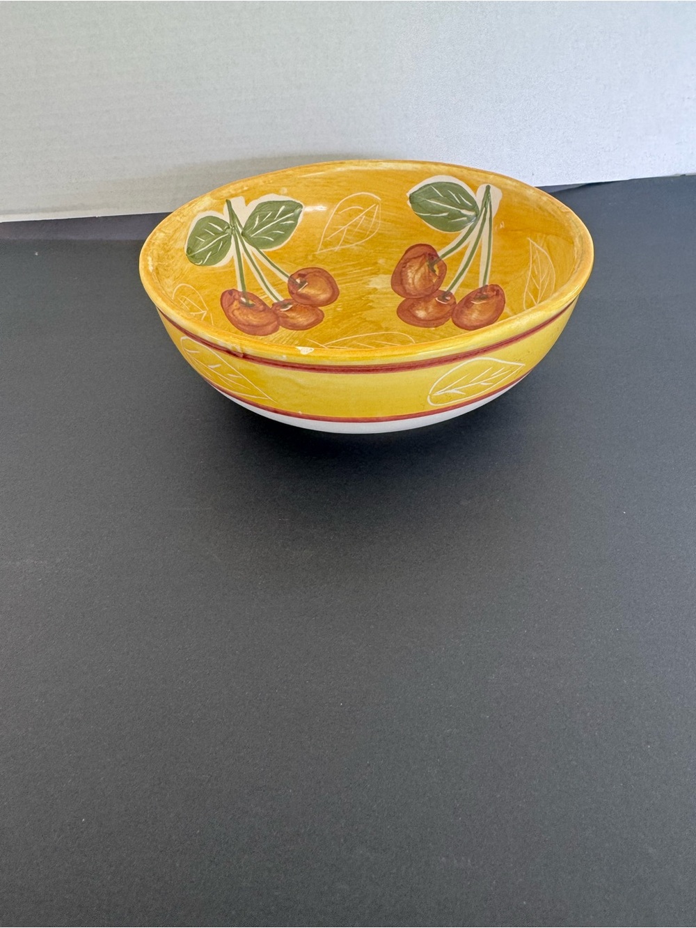 Yellow Cherry Ceramic Serving Bowl